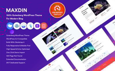 Maxdin - Tema WordPress Gutenberg al 100% per blog moderno