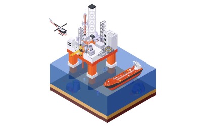 Concepto de ilustración de vector isométrico de la industria del petróleo del petróleo 210303933
