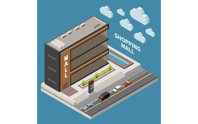 Einkaufszentrum Supermarkt Gebäude isometrische 210310931 Vektor-Illustration-Konzept