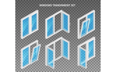Instalación isométrica Windows Transparente Conjunto 210350404 Concepto de ilustración vectorial