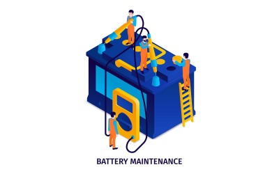 Isometric Car Battery 210250401 Vector Illustration Concept