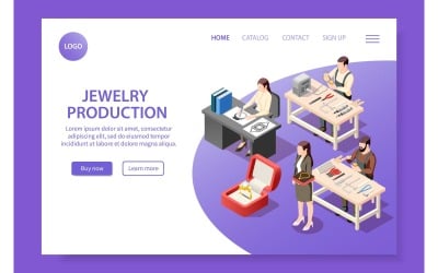 Jewelry Production Isometric Web Site 210160705 Vector Illustration Concept