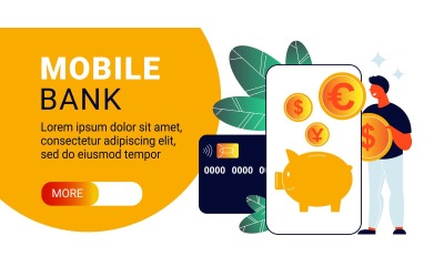 Mobile Bank Horizontal Banner-01 210160506 Vector Illustration Concept