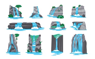 Waterfall Horizontal Set 210151825 Vector Illustration Concept