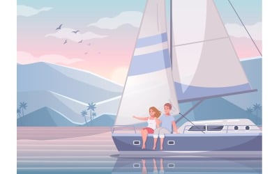 Yachting Cartoon Set 210220302 Vector Illustratie Concept