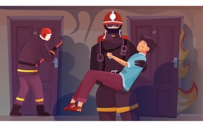 Firefighters House People Flat 210151103 Vector Illustration Concept