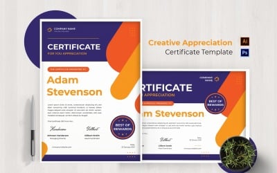 Certificato di apprezzamento creativo