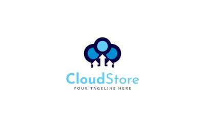 Modèle de conception de logo de magasin en nuage