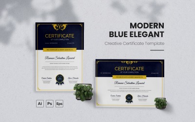 Plantilla de certificado azul moderno