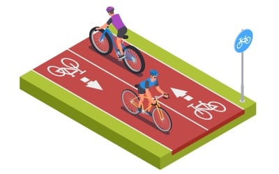 Bicycle Isometric Set 201020134 Vector Illustration Concept