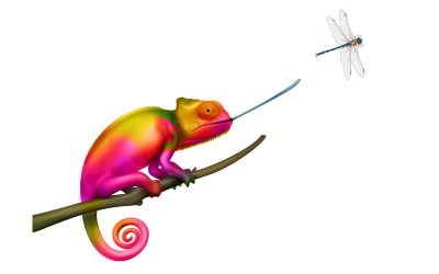 Chameleon Hunting Realistico 201021120 Illustrazione vettoriale Concept