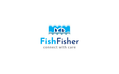 Fish Fisher logó tervezősablon