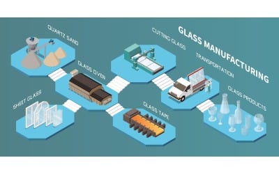 Glasproductie Isometrisch 201210932 Vectorillustratieconcept