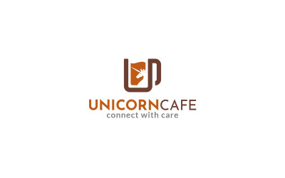 Modèle de conception de logo de café licorne