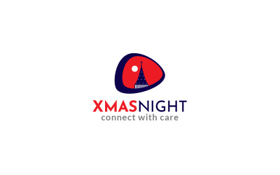 Modèle de conception de logo de nuit de Noël