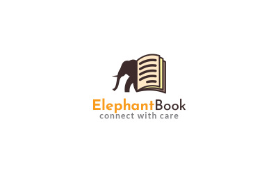Modello di progettazione del logo del libro dell&amp;#39;elefante