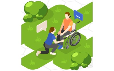 Mutual Help Isometric Background 201230108 Vector Illustration Concept