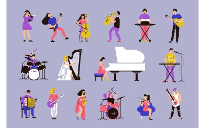 Ensemble de couleurs de musiciens 210160537 Concept d&amp;#39;illustration vectorielle