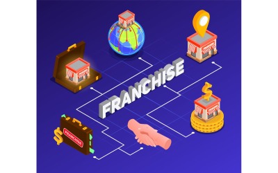 Franchise Franchising Isometrisch Pictogrammen 210120132 Vector Illustratie Concept