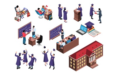 Isometric Graduation Set 201210515 Vector Illustration Concept