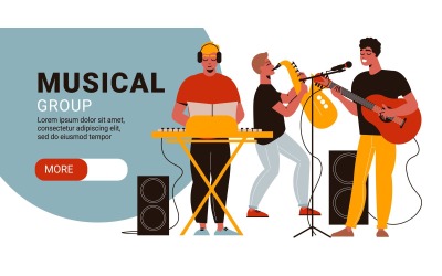 Musicians Horizontal Banner 210160541 Conceito de ilustração vetorial