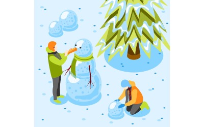 Winter Fun Isometrische Achtergrond 201130135 Vector Illustratie Concept