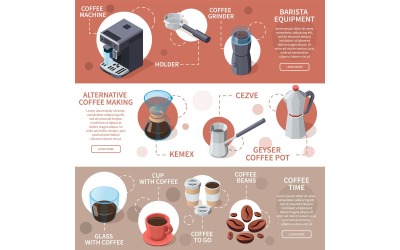 Insegne isometriche dell&amp;#39;attrezzatura professionale del caffè del barista 201160715 Concetto dell&amp;#39;illustrazione di vettore