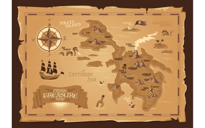 Conceito de ilustração vetorial do mapa do pirata 210251813