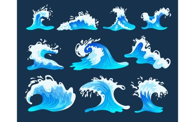 Conjunto de ondas do mar do mar 201251829 Conceito de ilustração vetorial