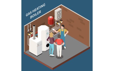 Heating System Isometric Set 210110919 Vector Illustration Concept