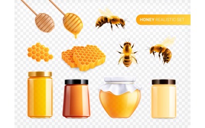 Honey Realistic Set 210130913 Conceito de ilustração vetorial