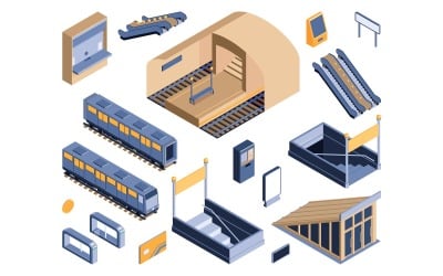 Insieme isometrico della metropolitana 201250429 Concetto dell&amp;#39;illustrazione di vettore