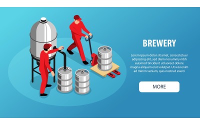 Isometrische Brauerei horizontale Banner 210110508 Vektor-Illustration-Konzept