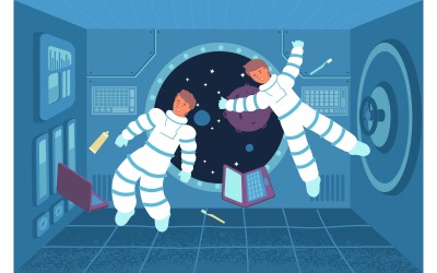 Astronaut beztíže plochý 210150614 vektorové ilustrace koncept