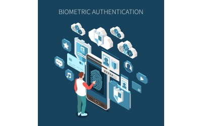 Biometric Authentication Isometric 210210919 Vector Illustration Concept