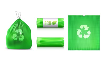 Eco műanyag szemeteszsák reális 210121103 vektoros illusztráció koncepció