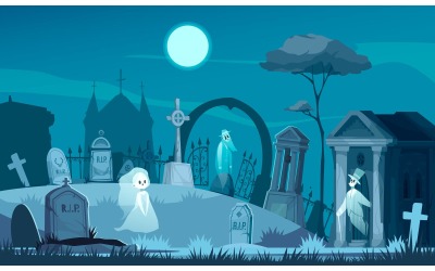 Fantasma del vecchio cimitero 210112606 Illustrazione vettoriale Concept