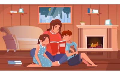Mother Read Flat 210151116 Vector Illustration Concept