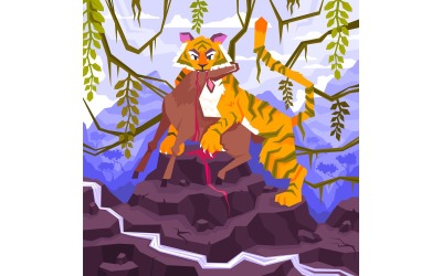 Mowgli målarbok platt 210150741 vektorillustration koncept