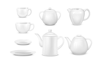 Реалистичный набор чая кофе 210121108 векторные иллюстрации концепции