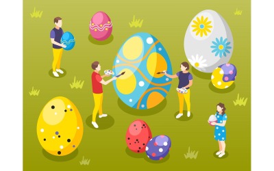 Easter Isometric Composition 210130132 Vector Illustration Concept