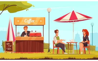 Pouliční kavárna ilustrace 210212659 Vektorové ilustrace koncept