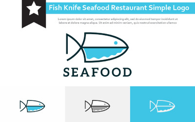 Fish Knife Seafood Restaurant Logotipo Simples do Chef