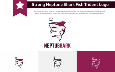 Fuerte Neptuno Tiburón Pez Sea King Trident Logo