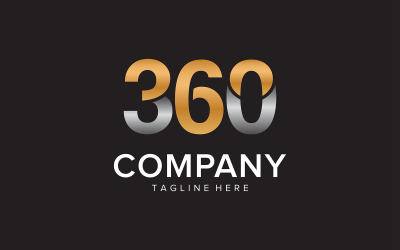 360 Media Typography Vector Logo with Golden Silver Shiny Carbon Color