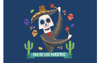 Mexikanska Day of The Dead Festival Illustration