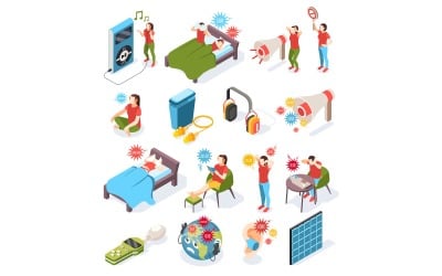 Noise Pollution Isometric Icons 200630137 Vector Illustration Concept