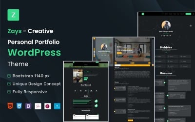 Zays - Creatief persoonlijk portfolio WordPress-thema