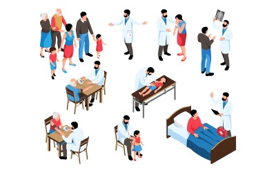 Isometric Family Doctor Set 201010515 Vector Illustration Concept