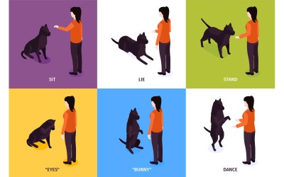 Izometrikus kutyakiképzés tervezési koncepció 201150406 vektoros illusztráció koncepció